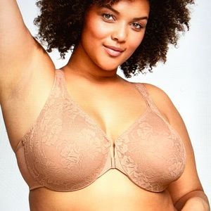 Glamorise Lacey T-Back Front-Closure WonderWire Bra